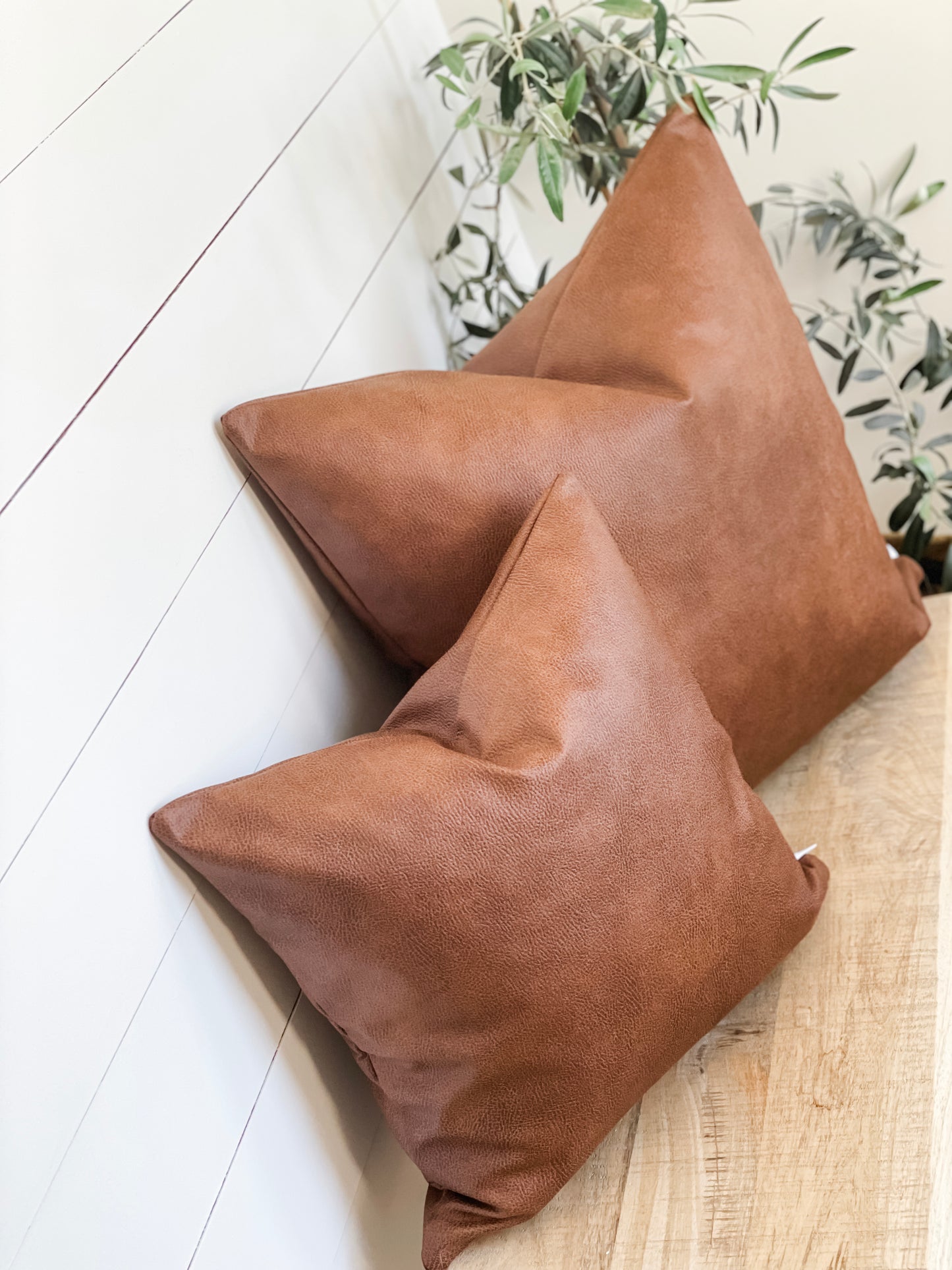 Cushion Cover - Tan Vegan Leather