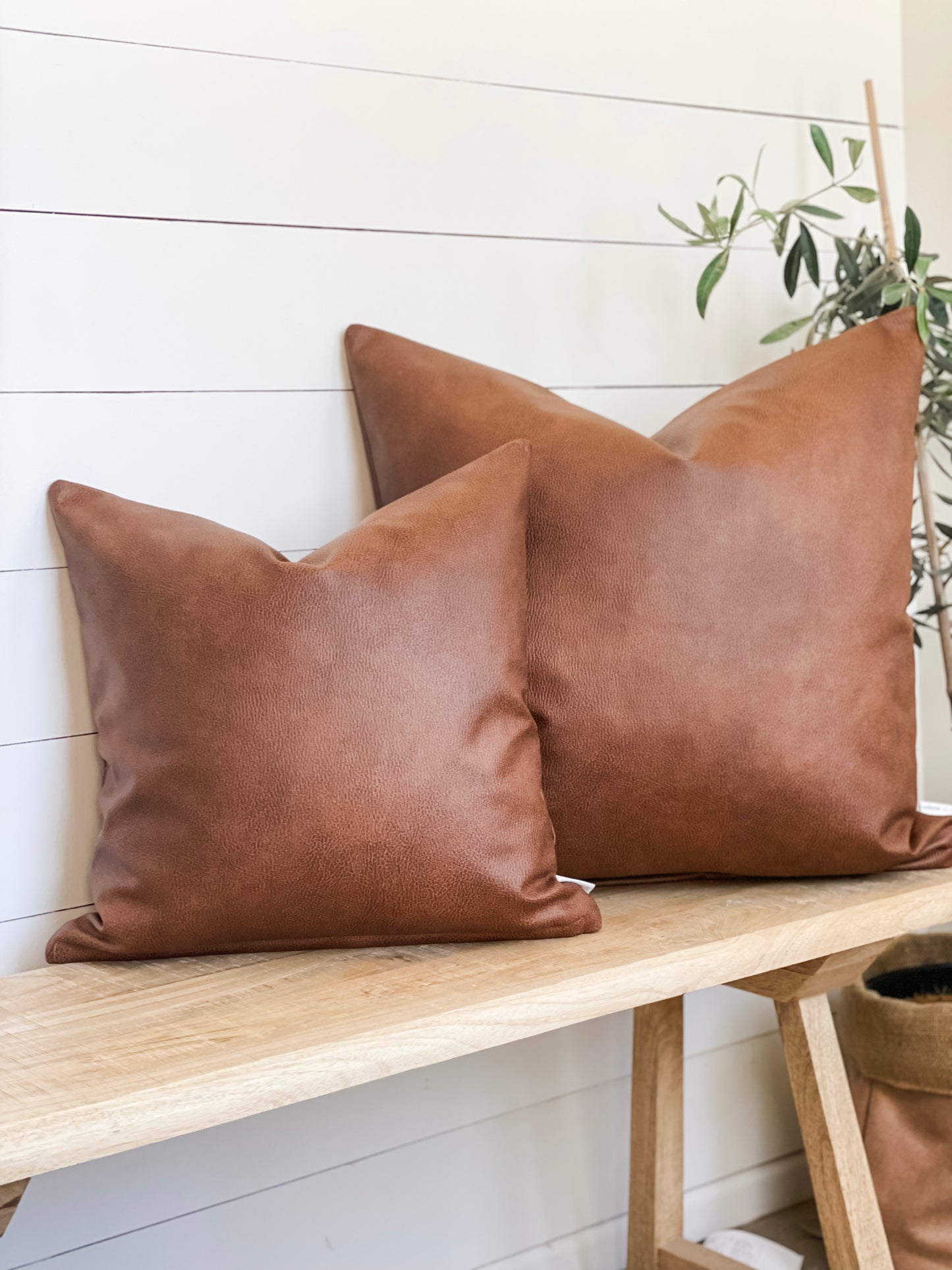 Cushion Cover - Tan Vegan Leather