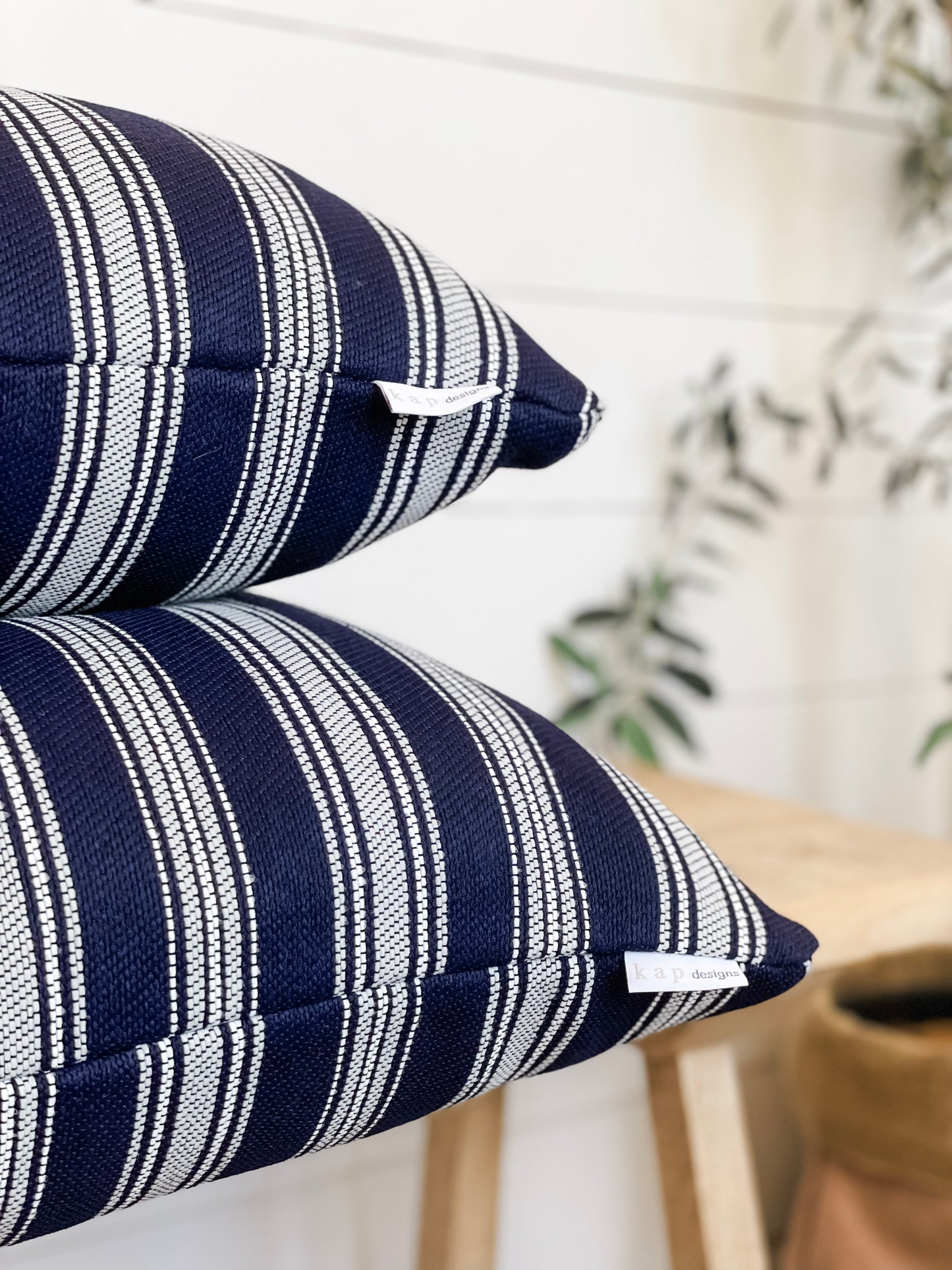 Outdoor Cushion Cover - Deep Navy Stripe