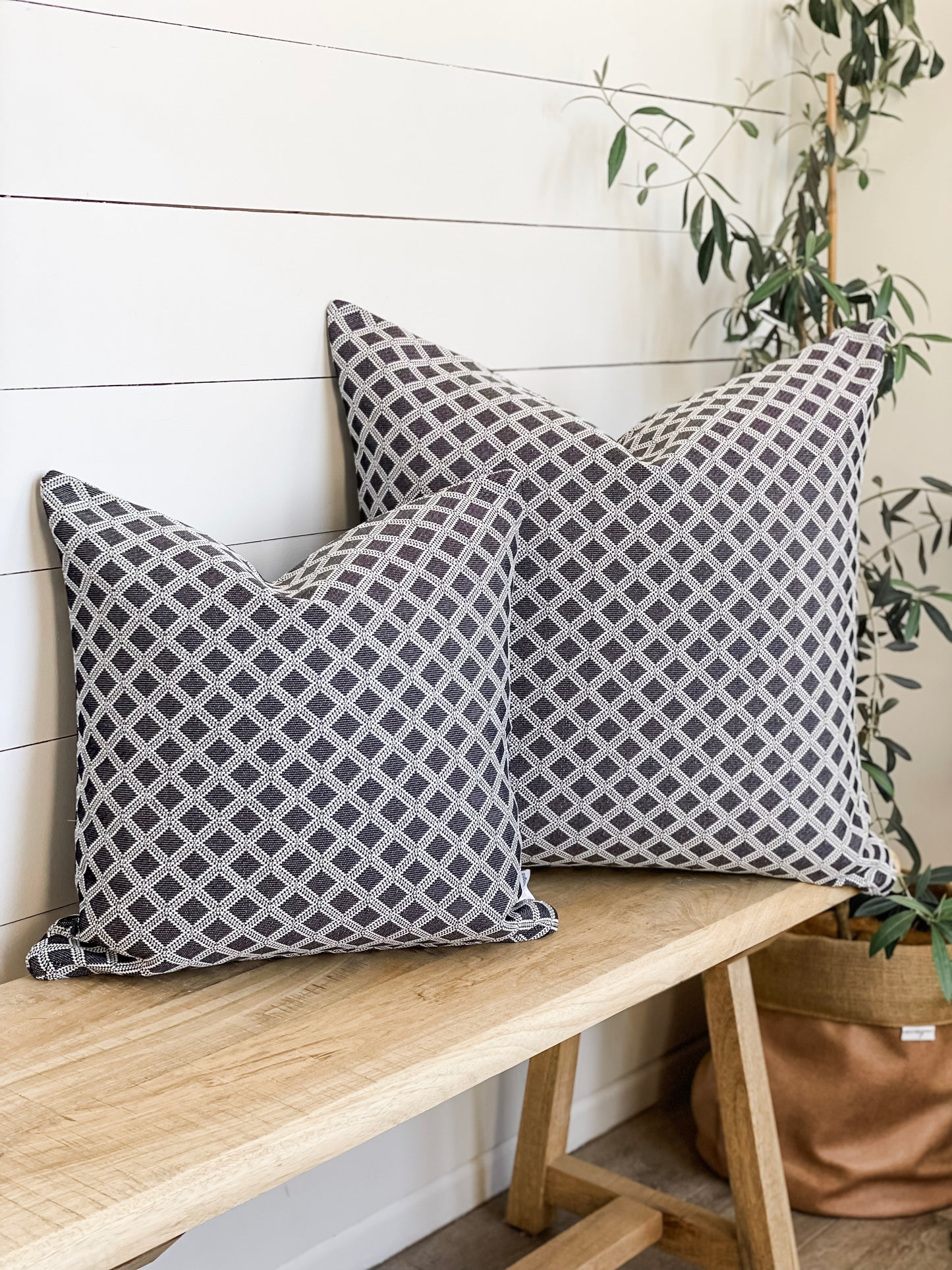 Outdoor Cushion Cover - Deep Navy Cross Hatch
