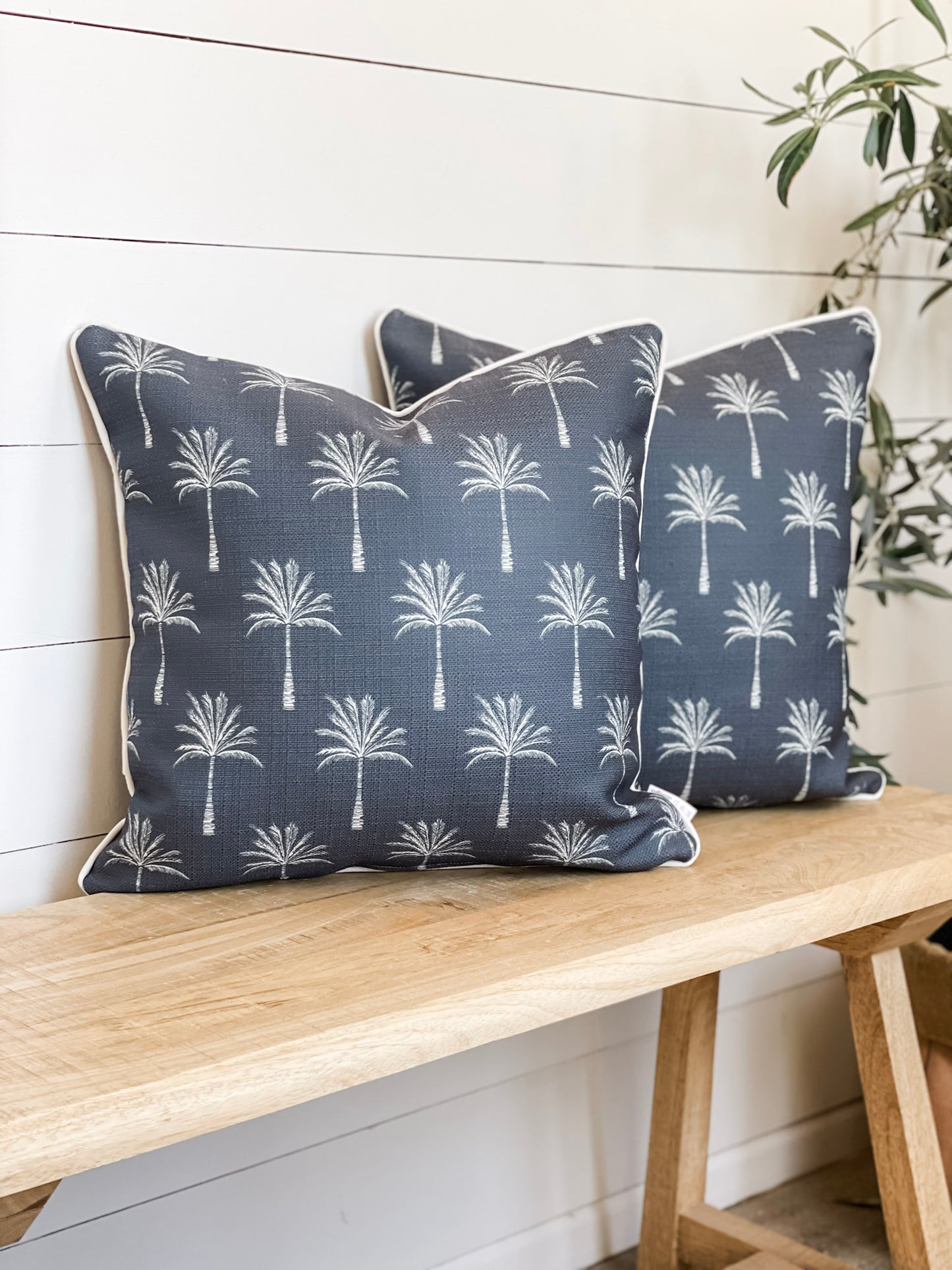 Outdoor Cushion Cover - Charcoal/Navy Palm