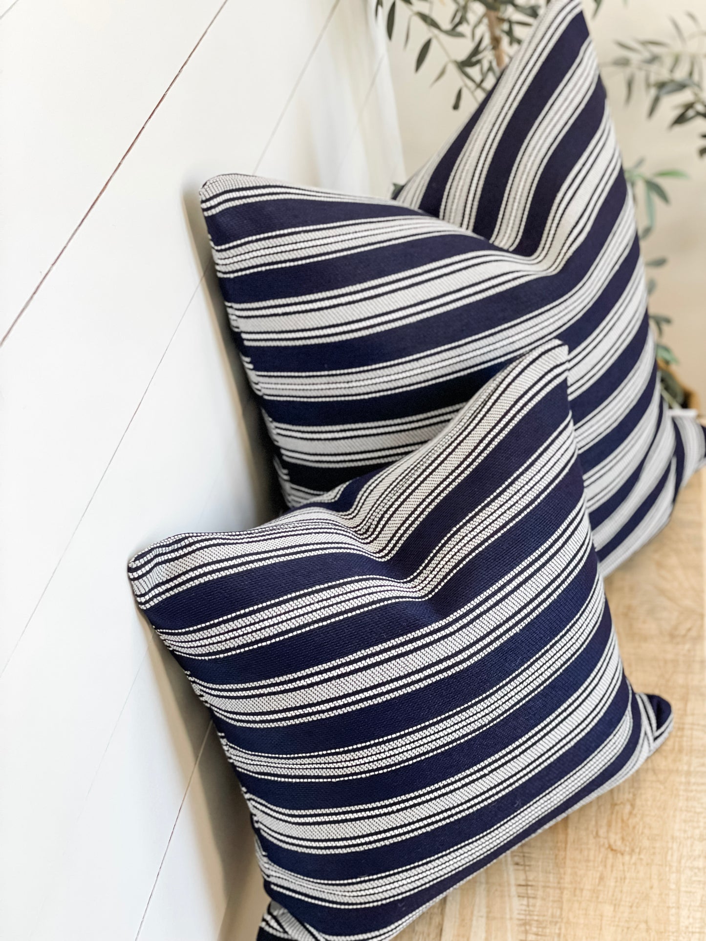Outdoor Cushion Cover - Deep Navy Stripe